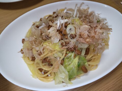 キャベツがおいしい納豆パスタ